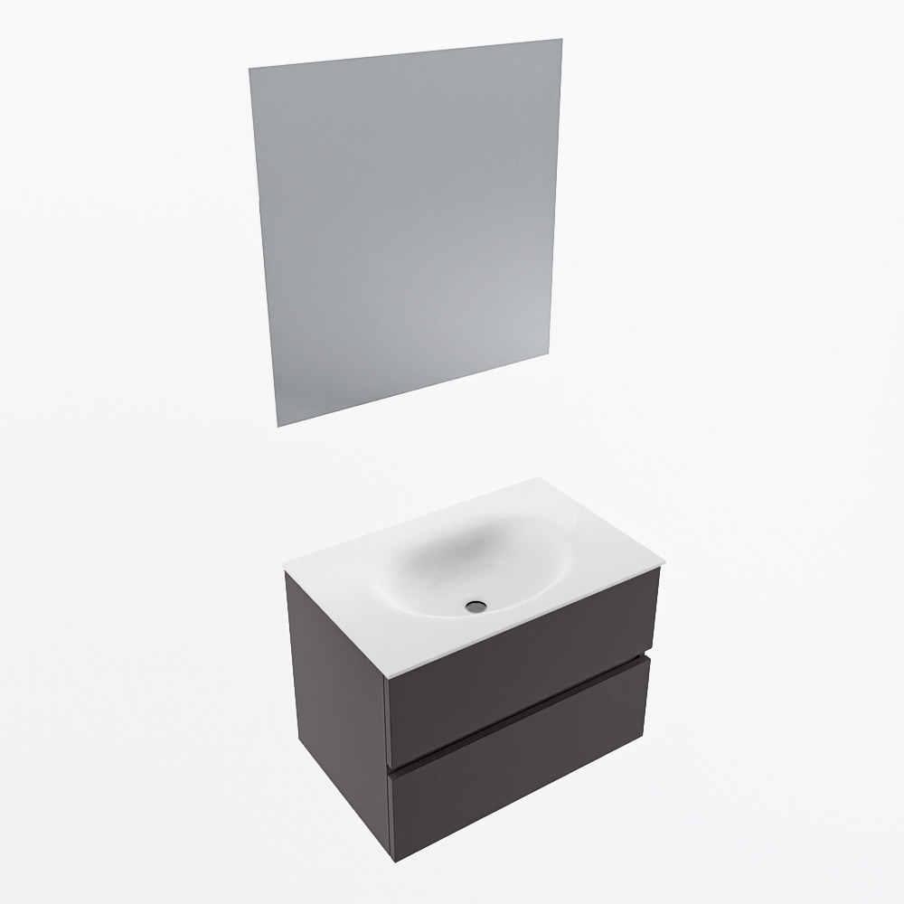 MONDIAZ VICA 70cm mueble de baño Dark Grey 2 cajones. Lavabo MOON Centro sin orificio color Talc con espejo LED. 6 MONDIAZ VICA 70cm mueble de baño Dark Grey 2 cajones. Lavabo MOON Centro sin orificio color Talc con espejo LED. - Imagen 6