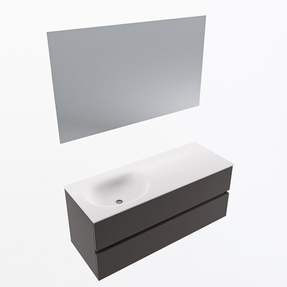 MONDIAZ VICA 120cm mueble de baño Dark Grey 2 cajones. Lavabo MOON Izquierda sin orificio color Talc con espejo LED. 6 MONDIAZ VICA 120cm mueble de baño Dark Grey 2 cajones. Lavabo MOON Izquierda sin orificio color Talc con espejo LED. - Imagen 6