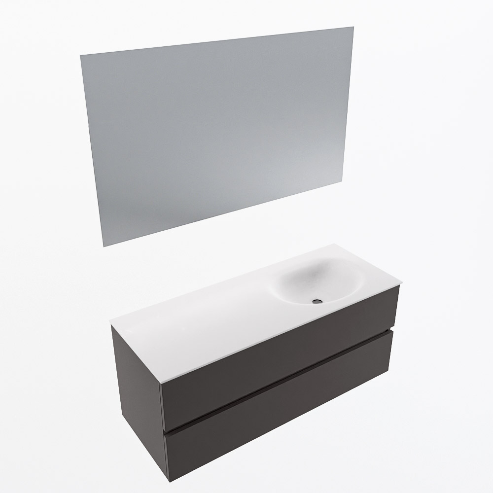 MONDIAZ VICA 120cm mueble de baño Dark Grey 2 cajones. Lavabo MOON Derecho sin orificio color Talc con espejo LED. 6 MONDIAZ VICA 120cm mueble de baño Dark Grey 2 cajones. Lavabo MOON Derecho sin orificio color Talc con espejo LED. - Imagen 6