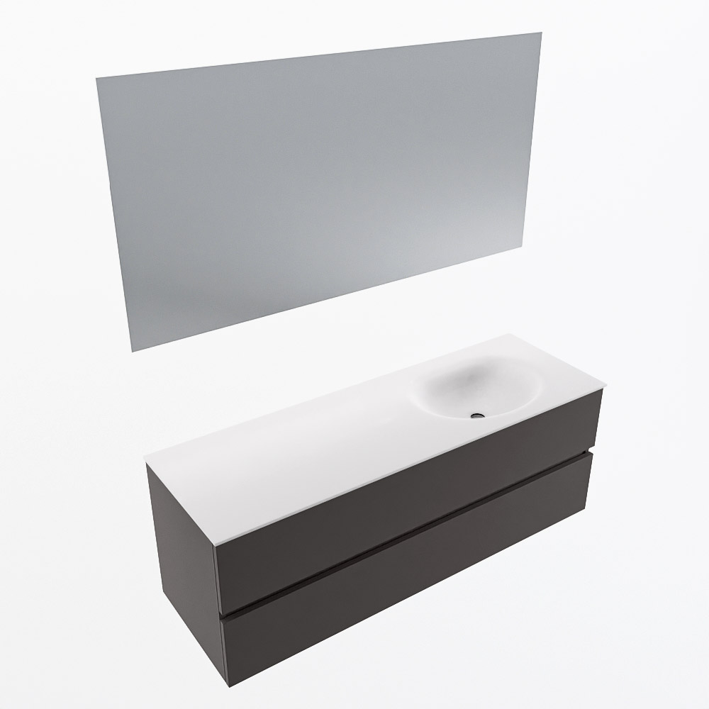 MONDIAZ VICA 140cm mueble de baño Dark Grey 2 cajones. Lavabo MOON Derecho sin orificio color Talc con espejo LED. 6 MONDIAZ VICA 140cm mueble de baño Dark Grey 2 cajones. Lavabo MOON Derecho sin orificio color Talc con espejo LED. - Imagen 6