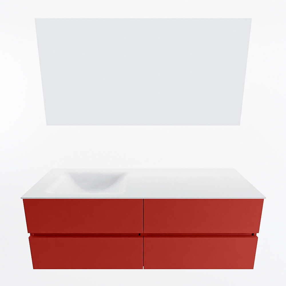 MONDIAZ VICA 140cm mueble de baño Fire 4 cajones. Lavabo CLOUD Izquierda sin orificio color Talc con espejo LED. 4 MONDIAZ VICA 140cm mueble de baño Fire 4 cajones. Lavabo CLOUD Izquierda sin orificio color Talc con espejo LED. - Imagen 5