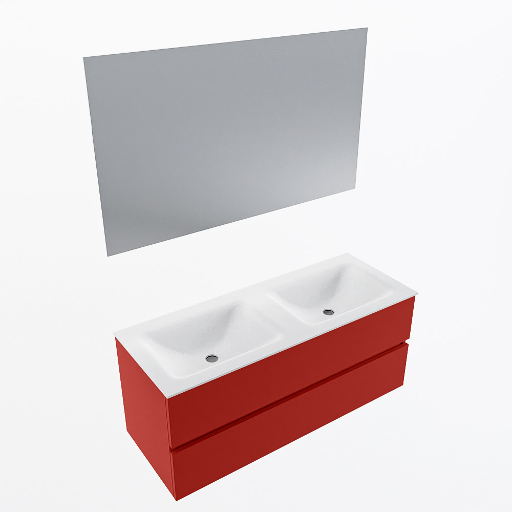 MONDIAZ VICA 120cm mueble de baño Fire 2 cajones. Lavabo CLOUD Doble 2 orificios color Talc con espejo LED. 6 MONDIAZ VICA 120cm mueble de baño Fire 2 cajones. Lavabo CLOUD Doble 2 orificios color Talc con espejo LED. - Imagen 6