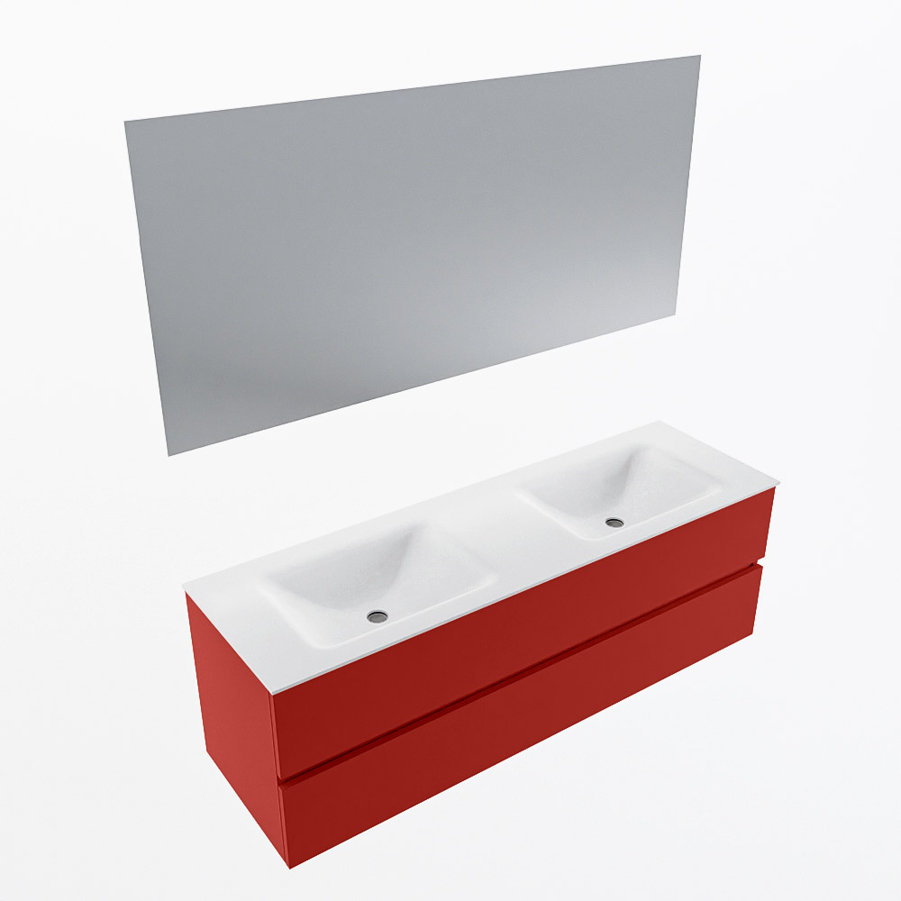 MONDIAZ VICA 150cm mueble de baño Fire 2 cajones. Lavabo CLOUD Doble sin orificio color Talc con espejo LED. 6 MONDIAZ VICA 150cm mueble de baño Fire 2 cajones. Lavabo CLOUD Doble sin orificio color Talc con espejo LED. - Imagen 6