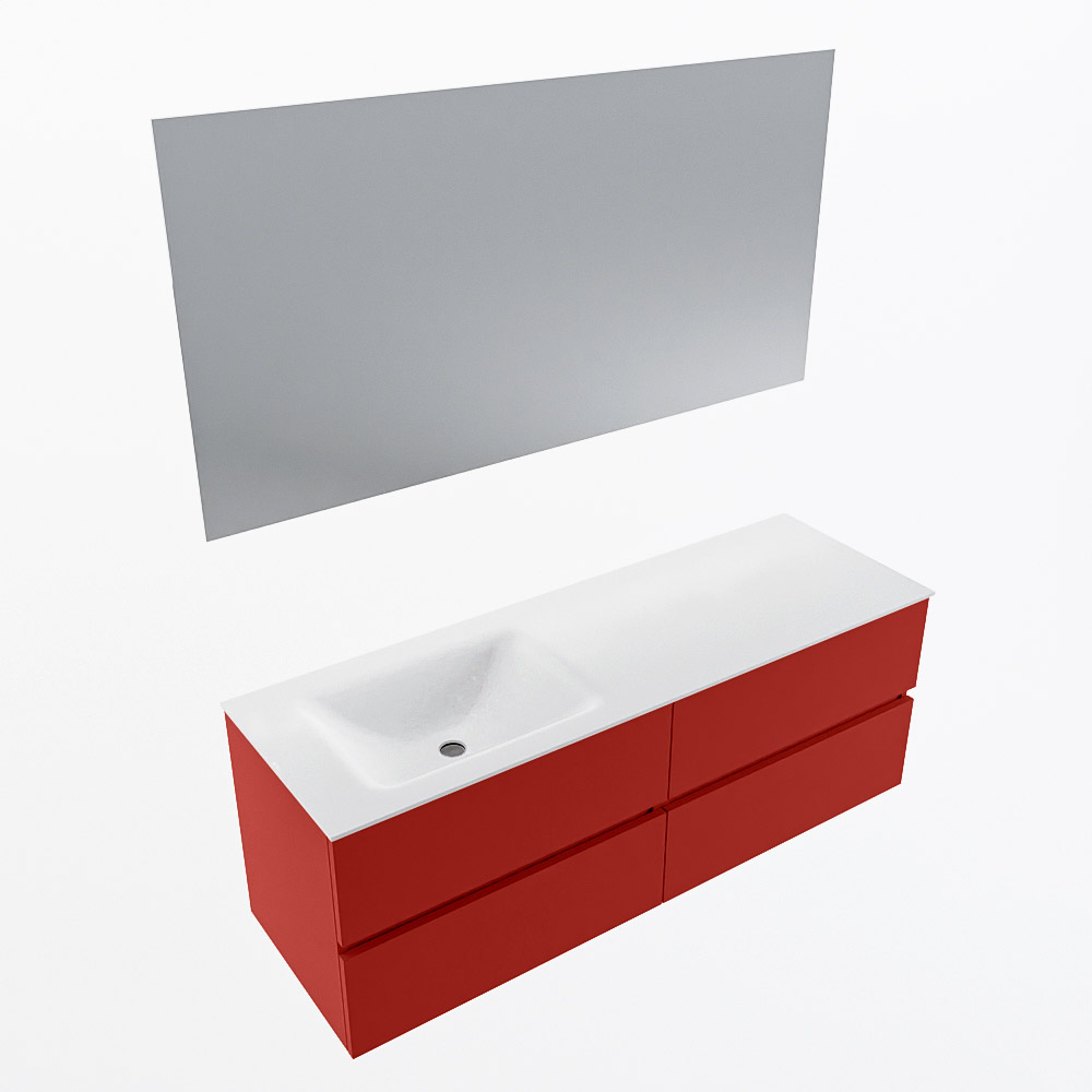 MONDIAZ VICA 140cm mueble de baño Fire 4 cajones. Lavabo CLOUD Izquierda sin orificio color Talc con espejo LED. 5 MONDIAZ VICA 140cm mueble de baño Fire 4 cajones. Lavabo CLOUD Izquierda sin orificio color Talc con espejo LED. - Imagen 6