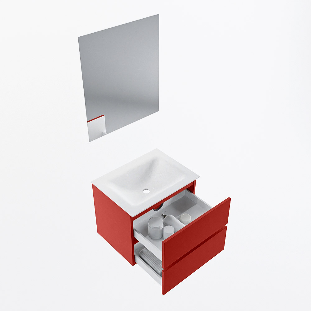 MONDIAZ VICA 60cm mueble de baño Fire 2 cajones. Lavabo CLOUD Centro 1 orificio color Talc con espejo LED. 7 MONDIAZ VICA 60cm mueble de baño Fire 2 cajones. Lavabo CLOUD Centro 1 orificio color Talc con espejo LED. - Imagen 7