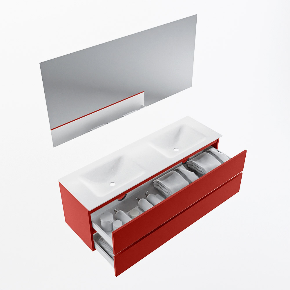 MONDIAZ VICA 150cm mueble de baño Fire 2 cajones. Lavabo CLOUD Doble sin orificio color Talc con espejo LED. 7 MONDIAZ VICA 150cm mueble de baño Fire 2 cajones. Lavabo CLOUD Doble sin orificio color Talc con espejo LED. - Imagen 7
