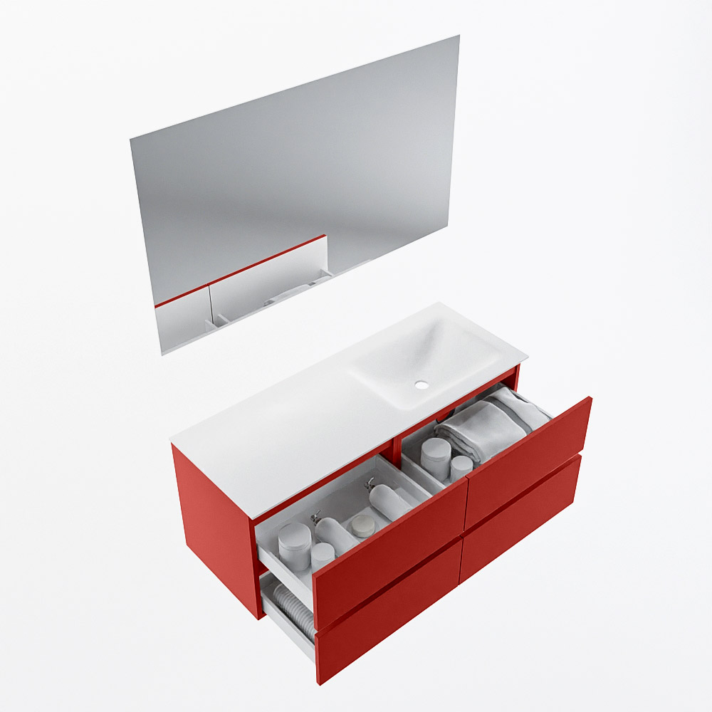 MONDIAZ VICA 120cm mueble de baño Fire 4 cajones. Lavabo CLOUD Derecho 1 orificio color Talc con espejo LED. 7 MONDIAZ VICA 120cm mueble de baño Fire 4 cajones. Lavabo CLOUD Derecho 1 orificio color Talc con espejo LED. - Imagen 7