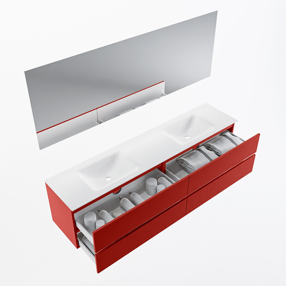 MONDIAZ VICA 200cm mueble de baño Fire 4 cajones. Lavabo CLOUD Doble 2 orificios color Talc con espejo LED. 7 MONDIAZ VICA 200cm mueble de baño Fire 4 cajones. Lavabo CLOUD Doble 2 orificios color Talc con espejo LED. - Imagen 7