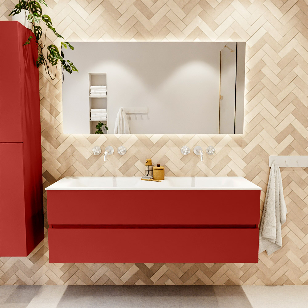 MONDIAZ VICA 140cm mueble de baño Fire 2 cajones. Lavabo CLOUD Doble sin orificio color Talc con espejo LED. 2 MONDIAZ VICA 140cm mueble de baño Fire 2 cajones. Lavabo CLOUD Doble sin orificio color Talc con espejo LED. - Imagen 2