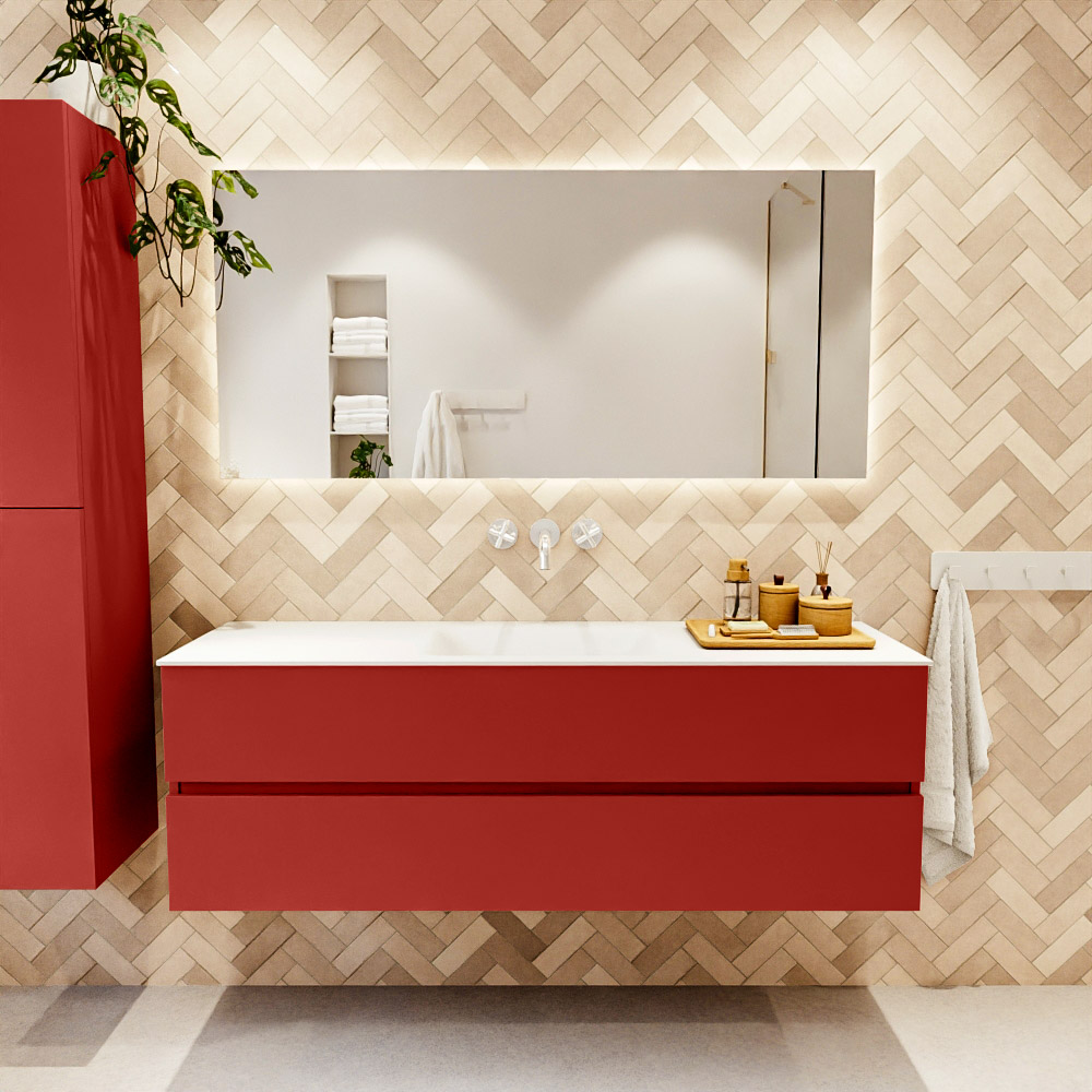 MONDIAZ VICA 150cm mueble de baño Fire 2 cajones. Lavabo CLOUD Centro sin orificio color Talc con espejo LED. 2 MONDIAZ VICA 150cm mueble de baño Fire 2 cajones. Lavabo CLOUD Centro sin orificio color Talc con espejo LED. - Imagen 2