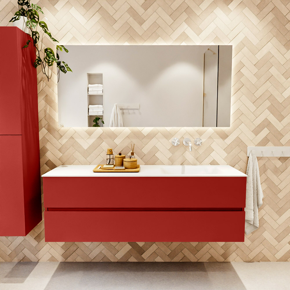 MONDIAZ VICA 150cm mueble de baño Fire 2 cajones. Lavabo CLOUD Derecho sin orificio color Talc con espejo LED. 2 MONDIAZ VICA 150cm mueble de baño Fire 2 cajones. Lavabo CLOUD Derecho sin orificio color Talc con espejo LED. - Imagen 2