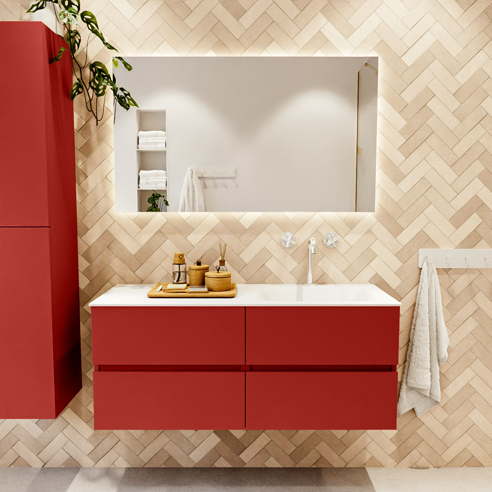 MONDIAZ VICA 120cm mueble de baño Fire 4 cajones. Lavabo CLOUD Derecho 1 orificio color Talc con espejo LED. 2 MONDIAZ VICA 120cm mueble de baño Fire 4 cajones. Lavabo CLOUD Derecho 1 orificio color Talc con espejo LED. - Imagen 2