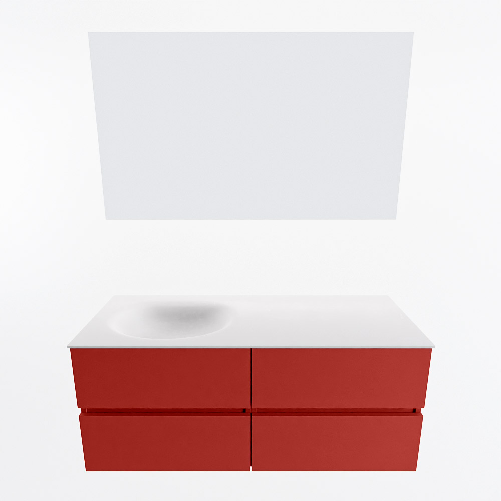 MONDIAZ VICA 120cm mueble de baño Fire 4 cajones. Lavabo MOON Izquierda 1 orificio color Talc con espejo LED. 5 MONDIAZ VICA 120cm mueble de baño Fire 4 cajones. Lavabo MOON Izquierda 1 orificio color Talc con espejo LED. - Imagen 5