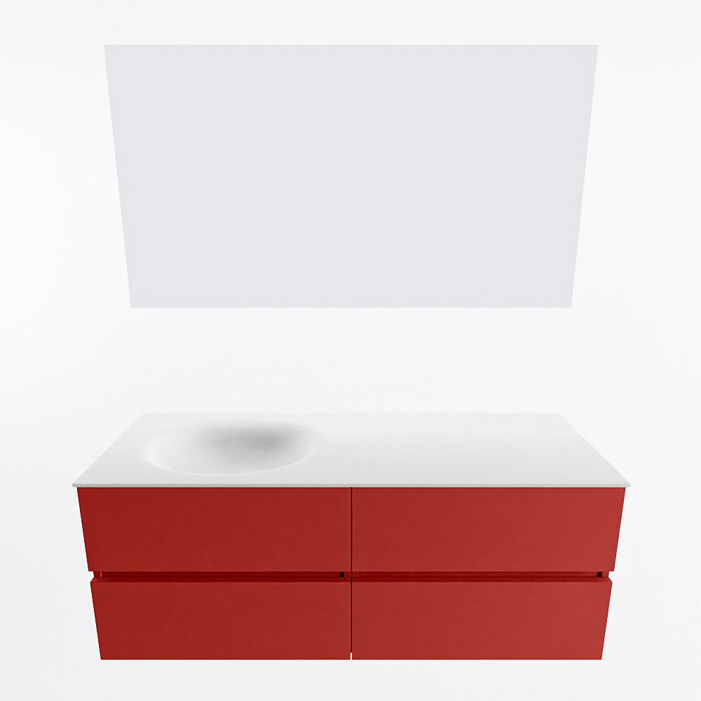MONDIAZ VICA 130cm mueble de baño Fire 4 cajones. Lavabo MOON Izquierda sin orificio color Talc con espejo LED. 4 MONDIAZ VICA 130cm mueble de baño Fire 4 cajones. Lavabo MOON Izquierda sin orificio color Talc con espejo LED. - Imagen 5