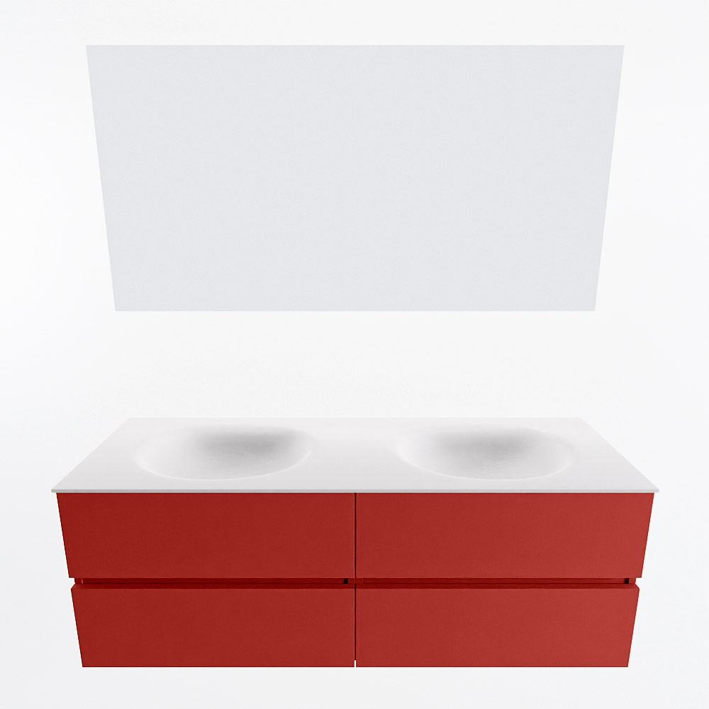 MONDIAZ VICA 140cm mueble de baño Fire 4 cajones. Lavabo MOON Doble sin orificio color Talc con espejo LED. 5 MONDIAZ VICA 140cm mueble de baño Fire 4 cajones. Lavabo MOON Doble sin orificio color Talc con espejo LED. - Imagen 5