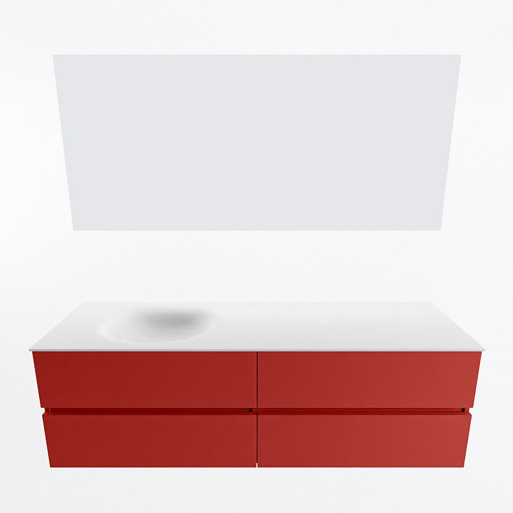 MONDIAZ VICA 160cm mueble de baño Fire 4 cajones. Lavabo MOON Izquierda sin orificio color Talc con espejo LED. 5 MONDIAZ VICA 160cm mueble de baño Fire 4 cajones. Lavabo MOON Izquierda sin orificio color Talc con espejo LED. - Imagen 5