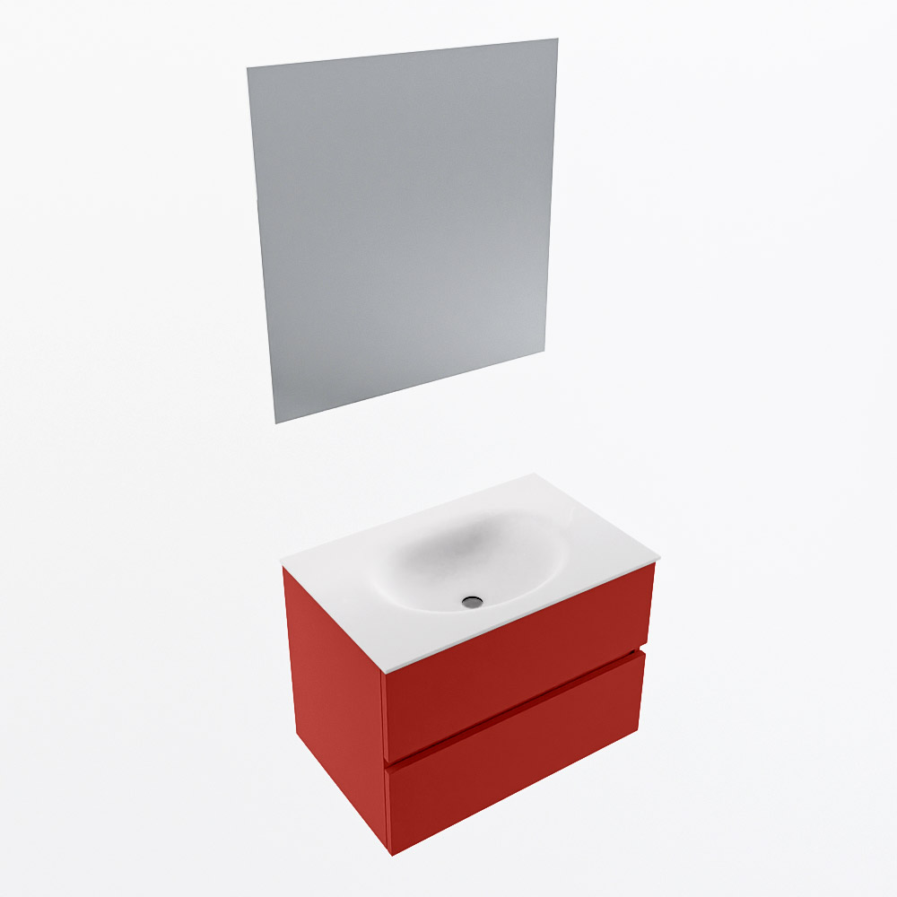 MONDIAZ VICA 70cm mueble de baño Fire 2 cajones. Lavabo MOON Centro 1 orificio color Talc con espejo LED. 6 MONDIAZ VICA 70cm mueble de baño Fire 2 cajones. Lavabo MOON Centro 1 orificio color Talc con espejo LED. - Imagen 6