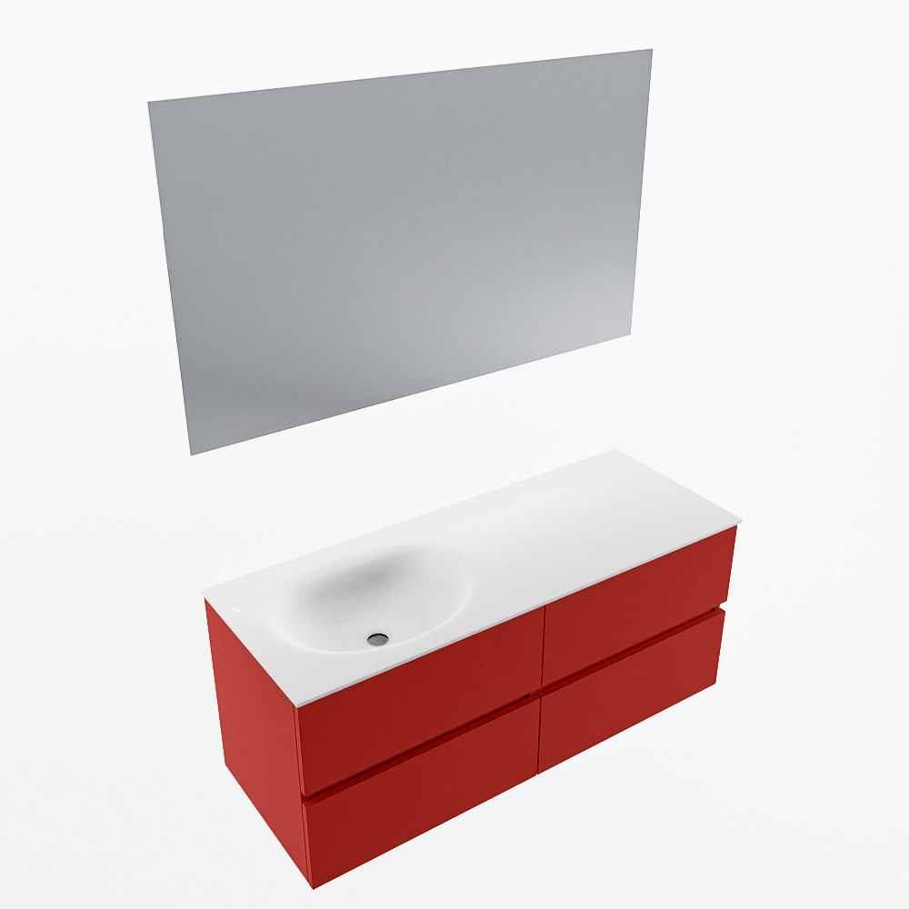 MONDIAZ VICA 120cm mueble de baño Fire 4 cajones. Lavabo MOON Izquierda 1 orificio color Talc con espejo LED. 6 MONDIAZ VICA 120cm mueble de baño Fire 4 cajones. Lavabo MOON Izquierda 1 orificio color Talc con espejo LED. - Imagen 6
