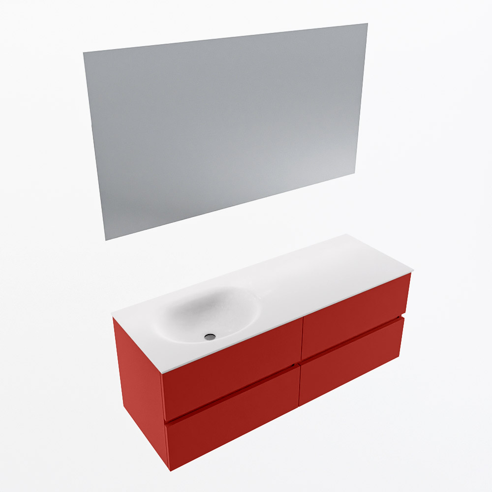 MONDIAZ VICA 130cm mueble de baño Fire 4 cajones. Lavabo MOON Izquierda sin orificio color Talc con espejo LED. 5 MONDIAZ VICA 130cm mueble de baño Fire 4 cajones. Lavabo MOON Izquierda sin orificio color Talc con espejo LED. - Imagen 6