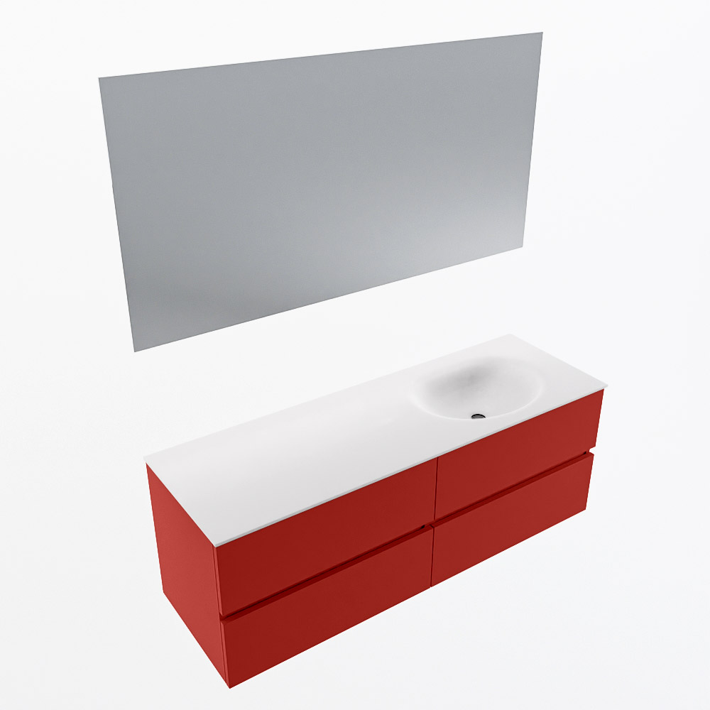 MONDIAZ VICA 140cm mueble de baño Fire 4 cajones. Lavabo MOON Derecho sin orificio color Talc con espejo LED. 6 MONDIAZ VICA 140cm mueble de baño Fire 4 cajones. Lavabo MOON Derecho sin orificio color Talc con espejo LED. - Imagen 6