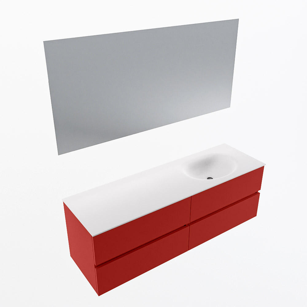 MONDIAZ VICA 150cm mueble de baño Fire 4 cajones. Lavabo MOON Derecho 1 orificio color Talc con espejo LED. 6 MONDIAZ VICA 150cm mueble de baño Fire 4 cajones. Lavabo MOON Derecho 1 orificio color Talc con espejo LED. - Imagen 6