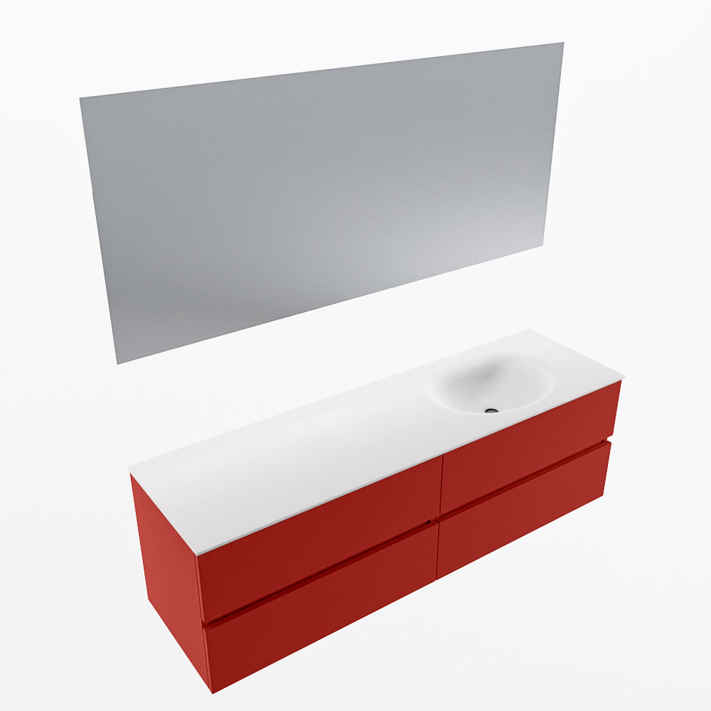 MONDIAZ VICA 160cm mueble de baño Fire 4 cajones. Lavabo MOON Derecho 1 orificio color Talc con espejo LED. 6 MONDIAZ VICA 160cm mueble de baño Fire 4 cajones. Lavabo MOON Derecho 1 orificio color Talc con espejo LED. - Imagen 6