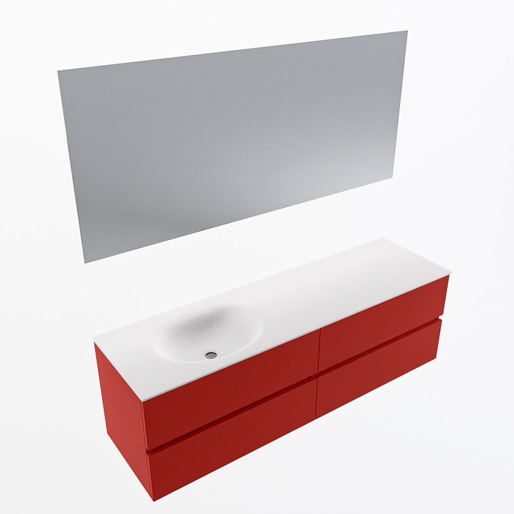 MONDIAZ VICA 160cm mueble de baño Fire 4 cajones. Lavabo MOON Izquierda sin orificio color Talc con espejo LED. 6 MONDIAZ VICA 160cm mueble de baño Fire 4 cajones. Lavabo MOON Izquierda sin orificio color Talc con espejo LED. - Imagen 6