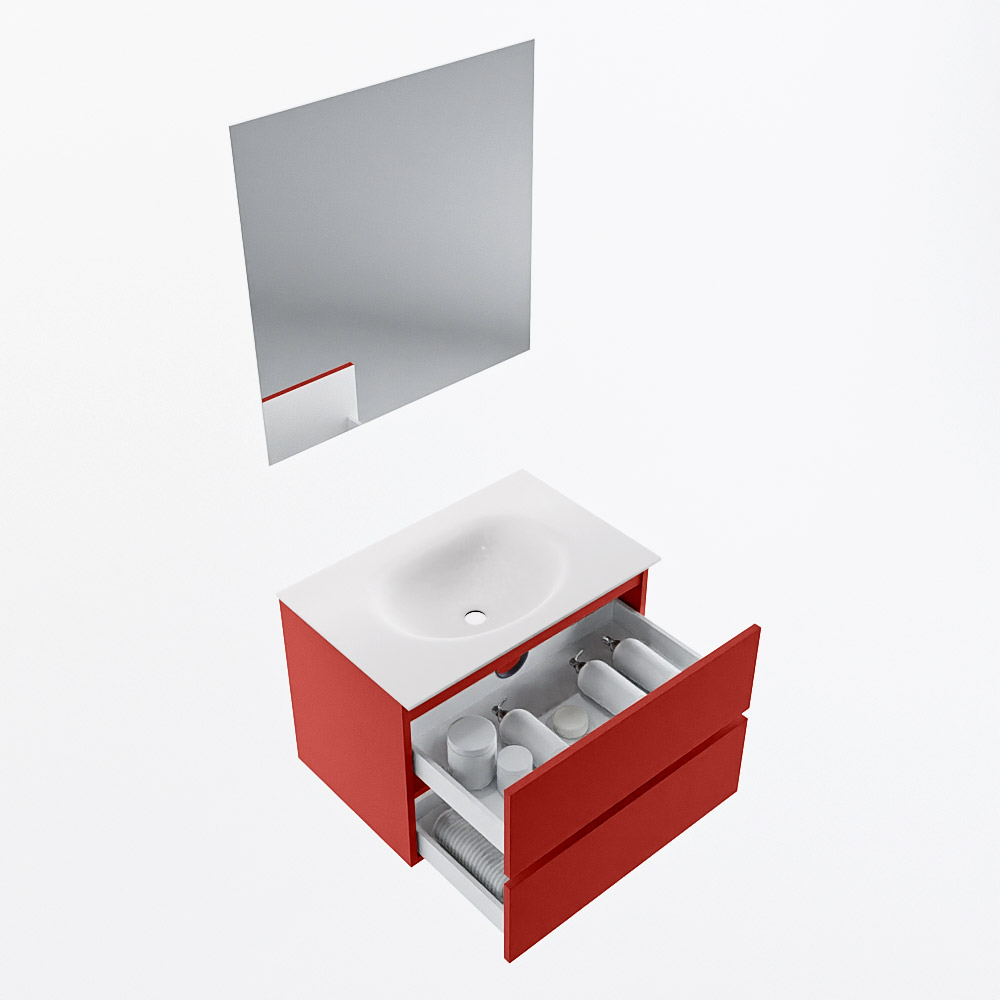 MONDIAZ VICA 70cm mueble de baño Fire 2 cajones. Lavabo MOON Centro 1 orificio color Talc con espejo LED. 7 MONDIAZ VICA 70cm mueble de baño Fire 2 cajones. Lavabo MOON Centro 1 orificio color Talc con espejo LED. - Imagen 7