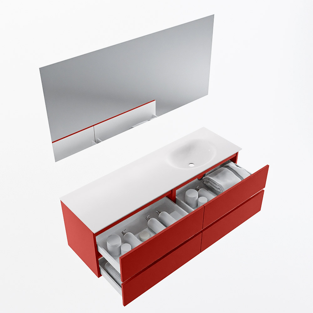 MONDIAZ VICA 150cm mueble de baño Fire 4 cajones. Lavabo MOON Derecho 1 orificio color Talc con espejo LED. 7 MONDIAZ VICA 150cm mueble de baño Fire 4 cajones. Lavabo MOON Derecho 1 orificio color Talc con espejo LED. - Imagen 7