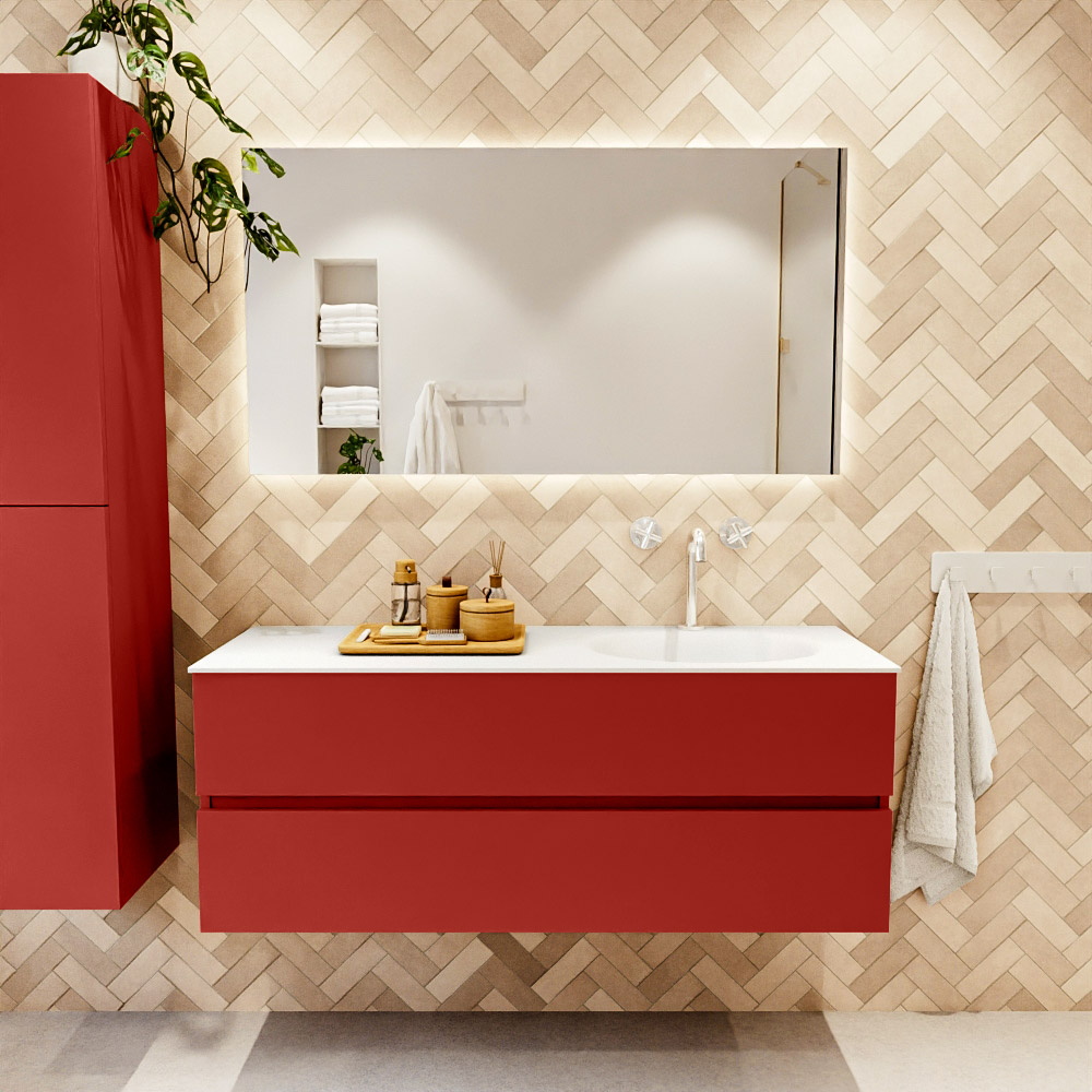 MONDIAZ VICA 130cm mueble de baño Fire 2 cajones. Lavabo MOON Derecho 1 orificio color Talc con espejo LED. 2 MONDIAZ VICA 130cm mueble de baño Fire 2 cajones. Lavabo MOON Derecho 1 orificio color Talc con espejo LED. - Imagen 2