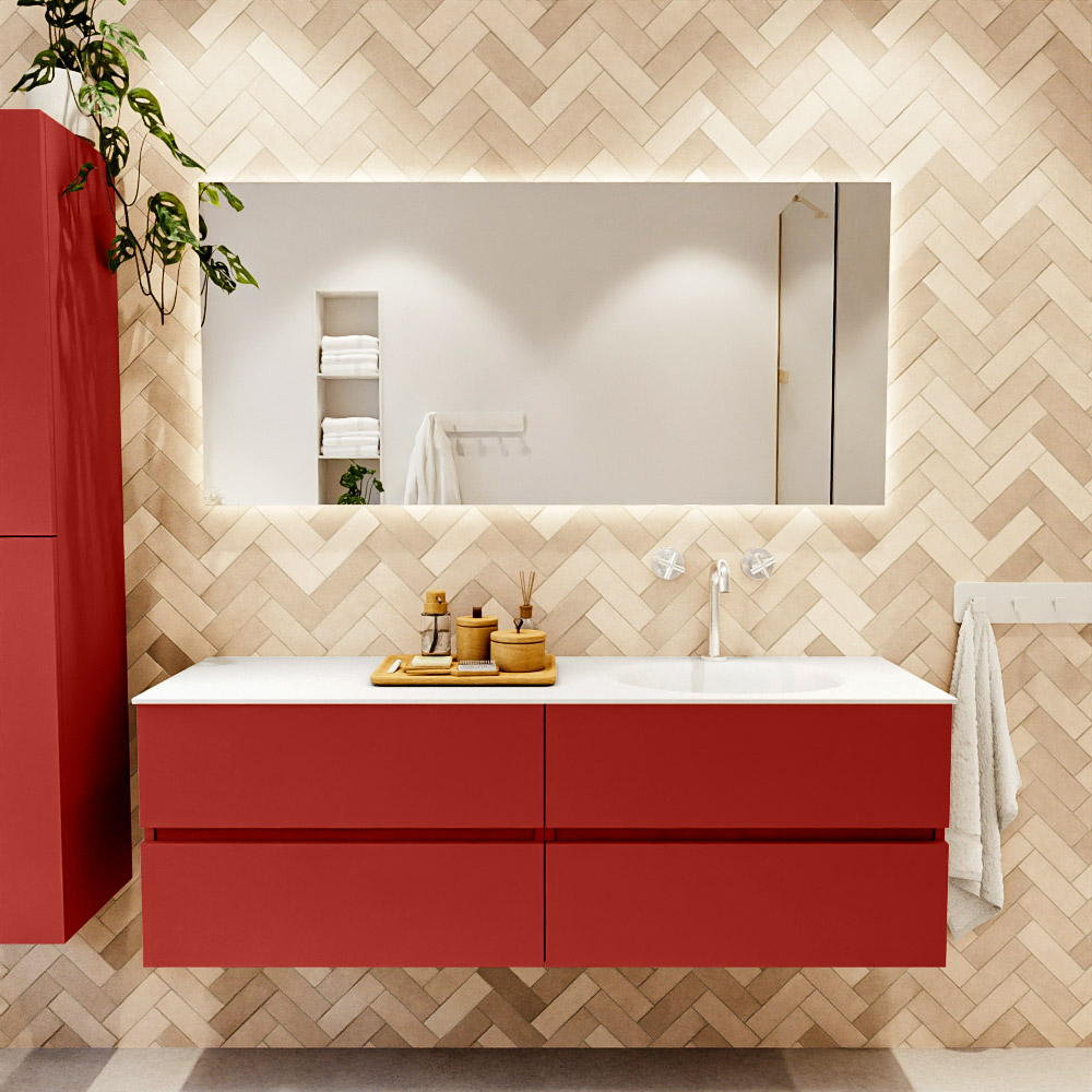 MONDIAZ VICA 150cm mueble de baño Fire 4 cajones. Lavabo MOON Derecho 1 orificio color Talc con espejo LED. 2 MONDIAZ VICA 150cm mueble de baño Fire 4 cajones. Lavabo MOON Derecho 1 orificio color Talc con espejo LED. - Imagen 2