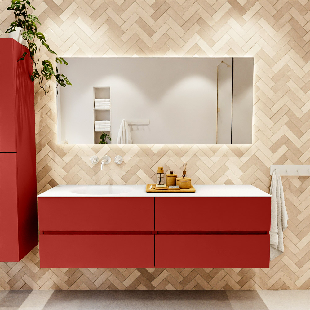 MONDIAZ VICA 160cm mueble de baño Fire 4 cajones. Lavabo MOON Izquierda sin orificio color Talc con espejo LED. 2 MONDIAZ VICA 160cm mueble de baño Fire 4 cajones. Lavabo MOON Izquierda sin orificio color Talc con espejo LED. - Imagen 2