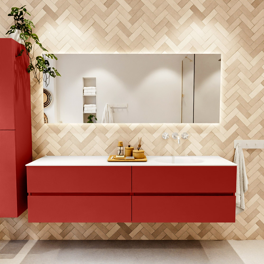 MONDIAZ VICA 180cm mueble de baño Fire 4 cajones. Lavabo MOON Derecho sin orificio color Talc con espejo LED. 2 MONDIAZ VICA 180cm mueble de baño Fire 4 cajones. Lavabo MOON Derecho sin orificio color Talc con espejo LED. - Imagen 2