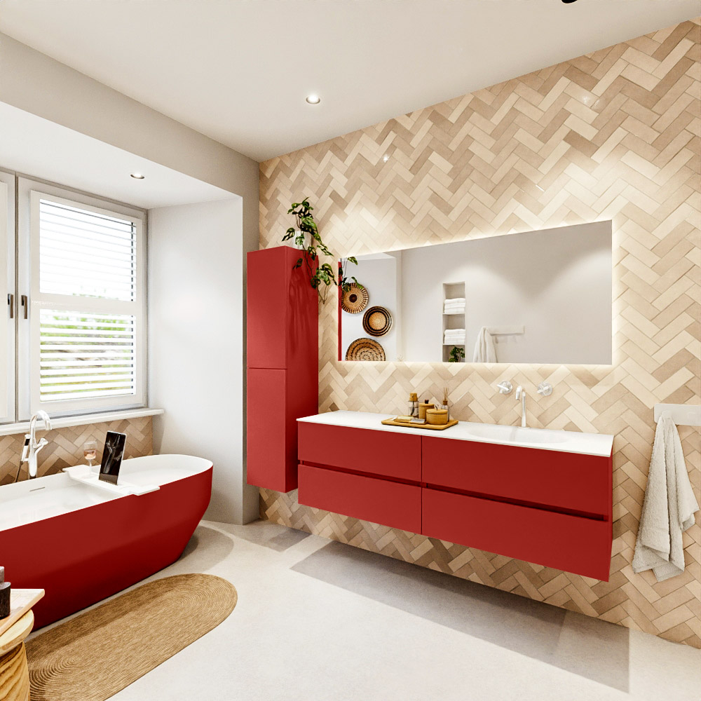 MONDIAZ VICA 160cm mueble de baño Fire 4 cajones. Lavabo MOON Derecho 1 orificio color Talc con espejo LED. 4 MONDIAZ VICA 160cm mueble de baño Fire 4 cajones. Lavabo MOON Derecho 1 orificio color Talc con espejo LED. - Imagen 4