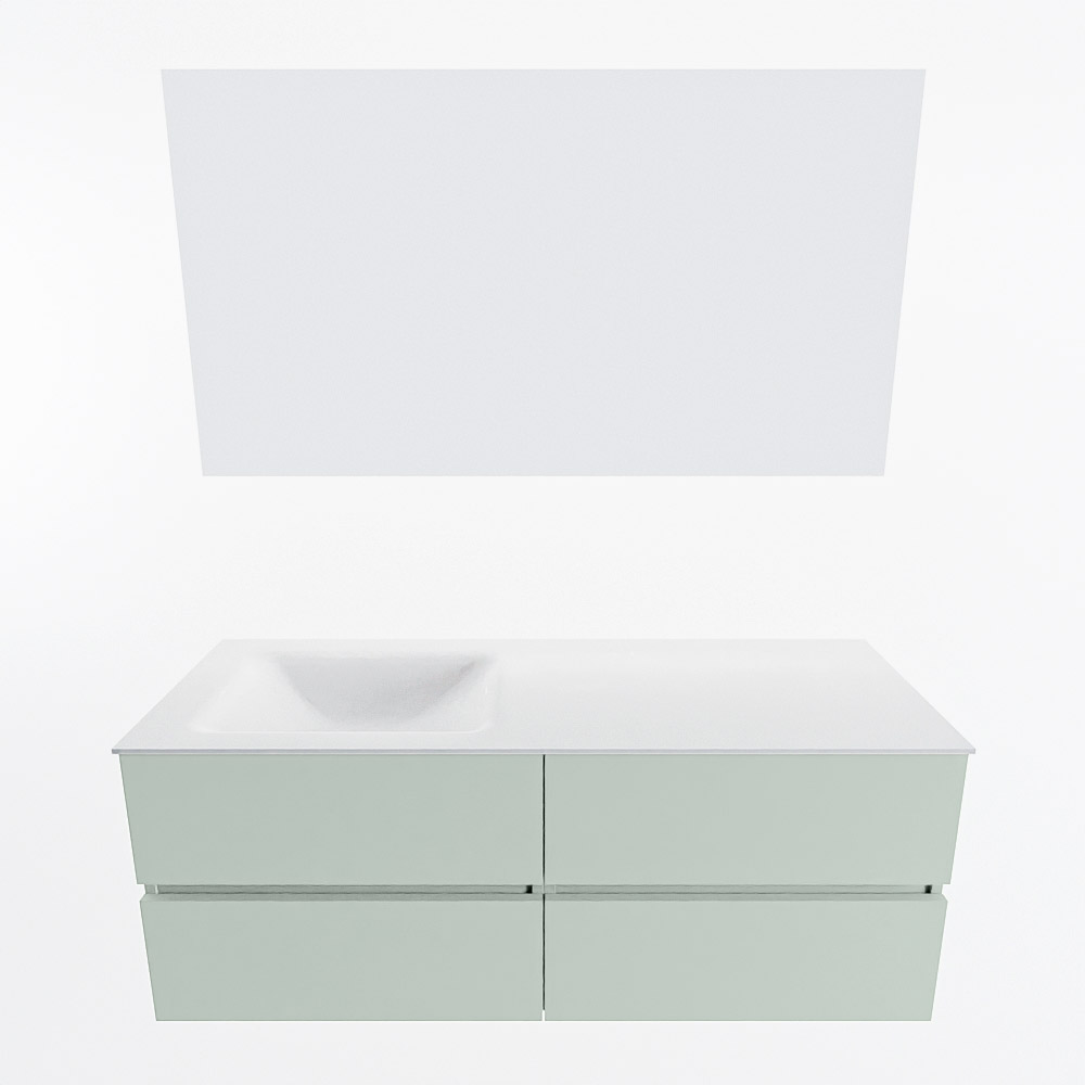 MONDIAZ VICA 130cm mueble de baño Greey 4 cajones. Lavabo CLOUD Izquierda 1 orificio color Talc con espejo LED. 4 MONDIAZ VICA 130cm mueble de baño Greey 4 cajones. Lavabo CLOUD Izquierda 1 orificio color Talc con espejo LED. - Imagen 5