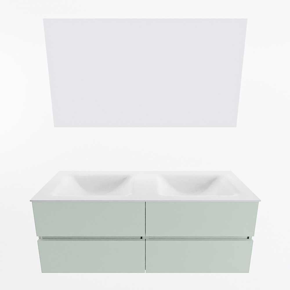 MONDIAZ VICA 130cm mueble de baño Greey 4 cajones. Lavabo CLOUD Doble sin orificio color Talc con espejo LED. 4 MONDIAZ VICA 130cm mueble de baño Greey 4 cajones. Lavabo CLOUD Doble sin orificio color Talc con espejo LED. - Imagen 5