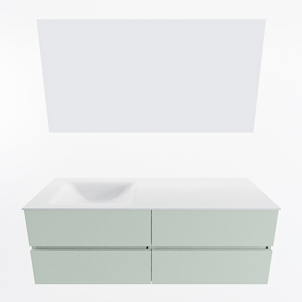 MONDIAZ VICA 140cm mueble de baño Greey 4 cajones. Lavabo CLOUD Izquierda 1 orificio color Talc con espejo LED. 4 MONDIAZ VICA 140cm mueble de baño Greey 4 cajones. Lavabo CLOUD Izquierda 1 orificio color Talc con espejo LED. - Imagen 5