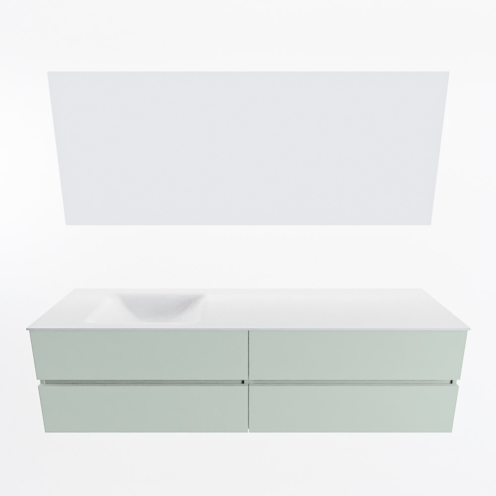 MONDIAZ VICA 180cm mueble de baño Greey 4 cajones. Lavabo CLOUD Izquierda sin orificio color Talc con espejo LED. 5 MONDIAZ VICA 180cm mueble de baño Greey 4 cajones. Lavabo CLOUD Izquierda sin orificio color Talc con espejo LED. - Imagen 5