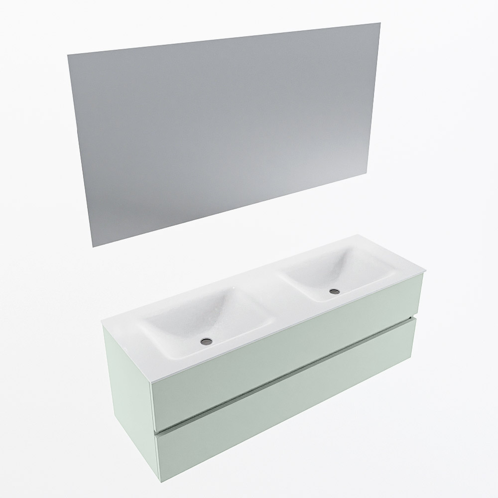 MONDIAZ VICA 140cm mueble de baño Greey 2 cajones. Lavabo CLOUD Doble 2 orificios color Talc con espejo LED. 5 MONDIAZ VICA 140cm mueble de baño Greey 2 cajones. Lavabo CLOUD Doble 2 orificios color Talc con espejo LED. - Imagen 6