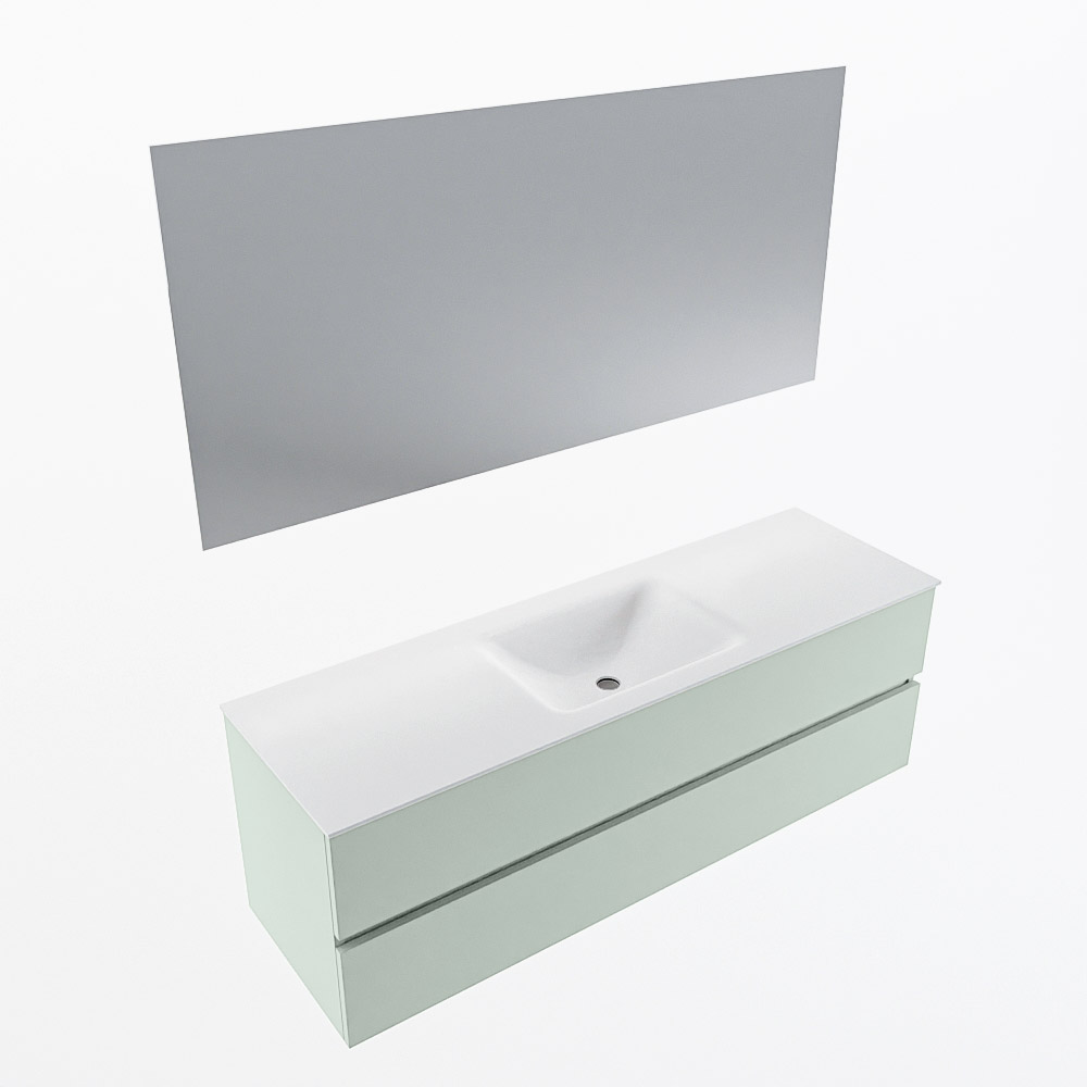 MONDIAZ VICA 150cm mueble de baño Greey 2 cajones. Lavabo CLOUD Centro 1 orificio color Talc con espejo LED. 6 MONDIAZ VICA 150cm mueble de baño Greey 2 cajones. Lavabo CLOUD Centro 1 orificio color Talc con espejo LED. - Imagen 6