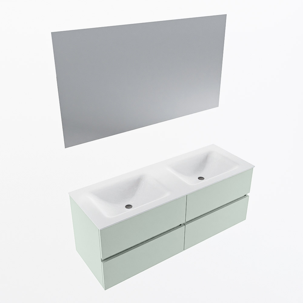 MONDIAZ VICA 130cm mueble de baño Greey 4 cajones. Lavabo CLOUD Doble sin orificio color Talc con espejo LED. 5 MONDIAZ VICA 130cm mueble de baño Greey 4 cajones. Lavabo CLOUD Doble sin orificio color Talc con espejo LED. - Imagen 6