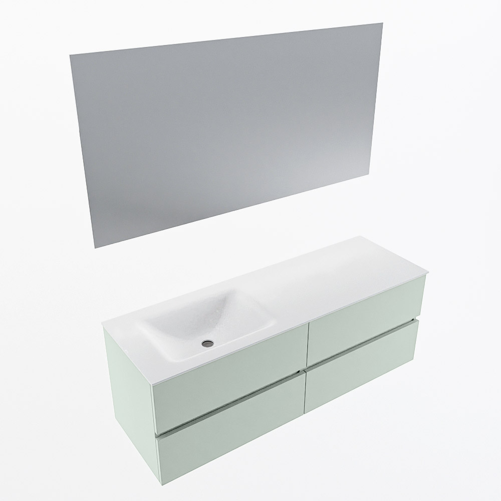 MONDIAZ VICA 140cm mueble de baño Greey 4 cajones. Lavabo CLOUD Izquierda 1 orificio color Talc con espejo LED. 5 MONDIAZ VICA 140cm mueble de baño Greey 4 cajones. Lavabo CLOUD Izquierda 1 orificio color Talc con espejo LED. - Imagen 6