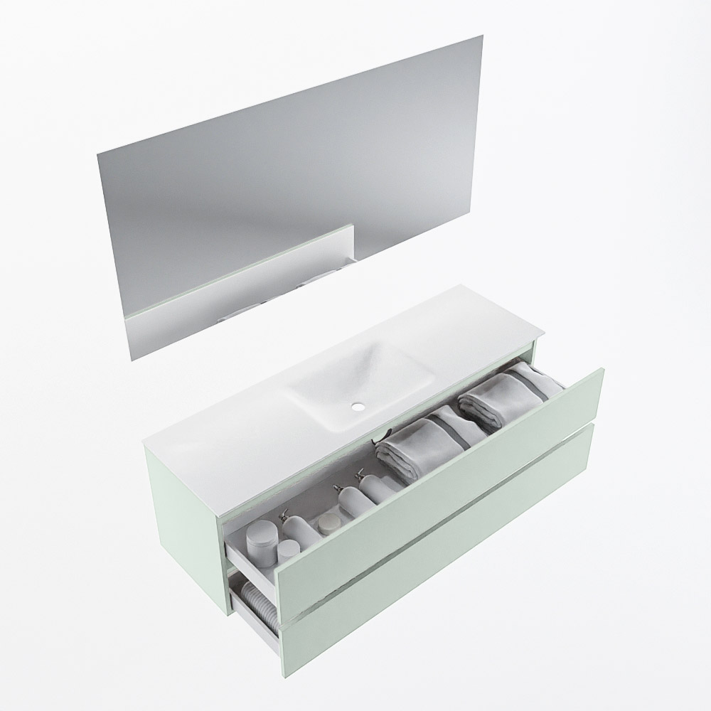 MONDIAZ VICA 150cm mueble de baño Greey 2 cajones. Lavabo CLOUD Centro 1 orificio color Talc con espejo LED. 7 MONDIAZ VICA 150cm mueble de baño Greey 2 cajones. Lavabo CLOUD Centro 1 orificio color Talc con espejo LED. - Imagen 7