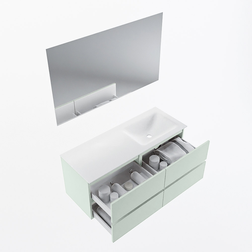 MONDIAZ VICA 120cm mueble de baño Greey 4 cajones. Lavabo CLOUD Derecho 1 orificio color Talc con espejo LED. 7 MONDIAZ VICA 120cm mueble de baño Greey 4 cajones. Lavabo CLOUD Derecho 1 orificio color Talc con espejo LED. - Imagen 7