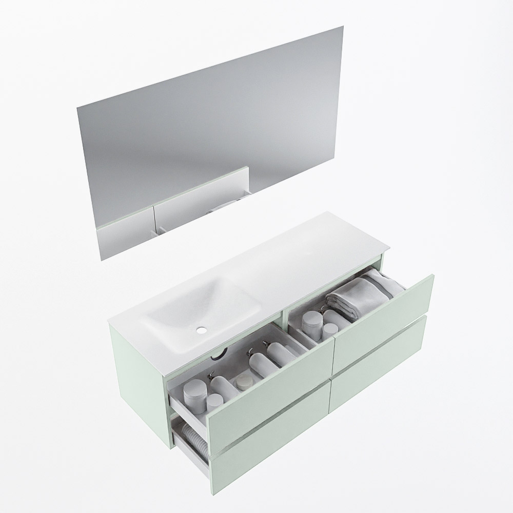 MONDIAZ VICA 140cm mueble de baño Greey 4 cajones. Lavabo CLOUD Izquierda 1 orificio color Talc con espejo LED. 6 MONDIAZ VICA 140cm mueble de baño Greey 4 cajones. Lavabo CLOUD Izquierda 1 orificio color Talc con espejo LED. - Imagen 7