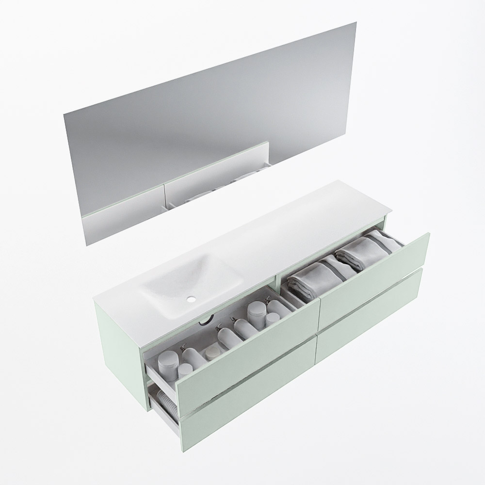 MONDIAZ VICA 180cm mueble de baño Greey 4 cajones. Lavabo CLOUD Izquierda sin orificio color Talc con espejo LED. 7 MONDIAZ VICA 180cm mueble de baño Greey 4 cajones. Lavabo CLOUD Izquierda sin orificio color Talc con espejo LED. - Imagen 7
