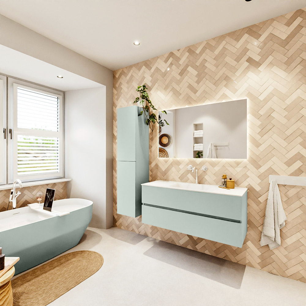 MONDIAZ VICA 120cm mueble de baño Greey 2 cajones. Lavabo CLOUD Centro 1 orificio color Talc con espejo LED. 4 MONDIAZ VICA 120cm mueble de baño Greey 2 cajones. Lavabo CLOUD Centro 1 orificio color Talc con espejo LED. - Imagen 4
