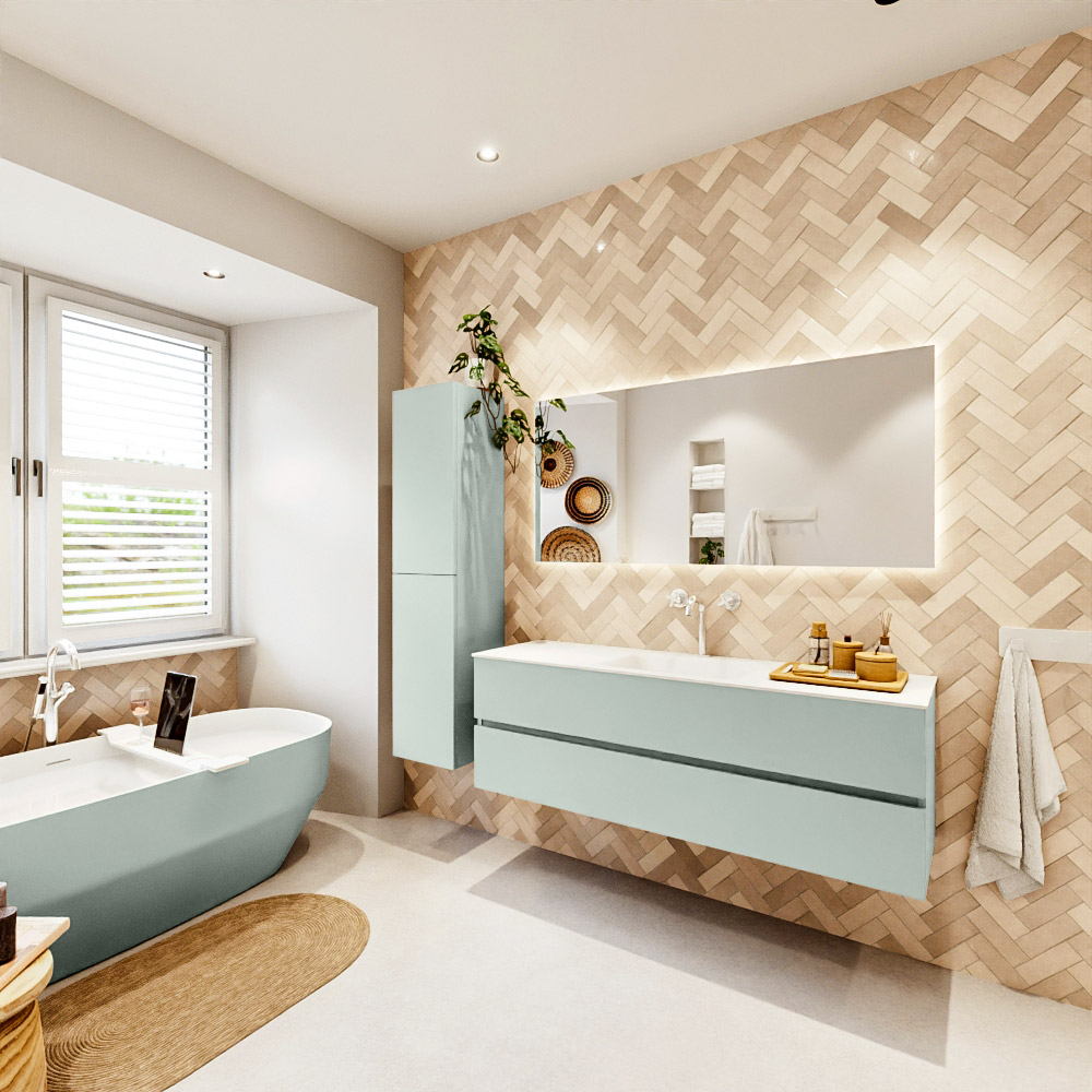 MONDIAZ VICA 150cm mueble de baño Greey 2 cajones. Lavabo CLOUD Centro 1 orificio color Talc con espejo LED. 4 MONDIAZ VICA 150cm mueble de baño Greey 2 cajones. Lavabo CLOUD Centro 1 orificio color Talc con espejo LED. - Imagen 4