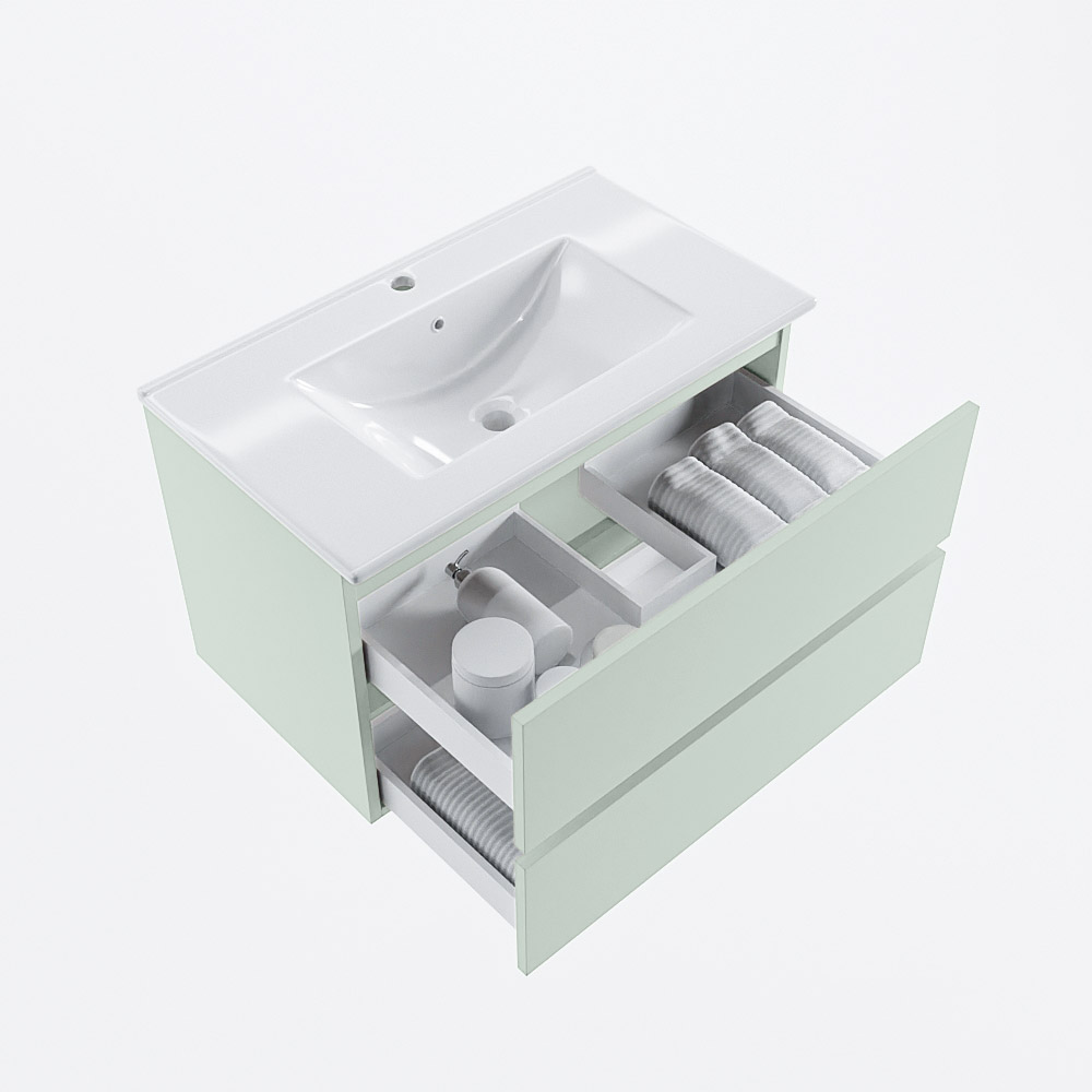 MONDIAZ VICA 80cm mueble de baño Greey 2 cajones. Lavabo DENIA Centro 1 orificio, color Blanco brillo. 7 MONDIAZ VICA 80cm mueble de baño Greey 2 cajones. Lavabo DENIA Centro 1 orificio, color Blanco brillo. - Imagen 7