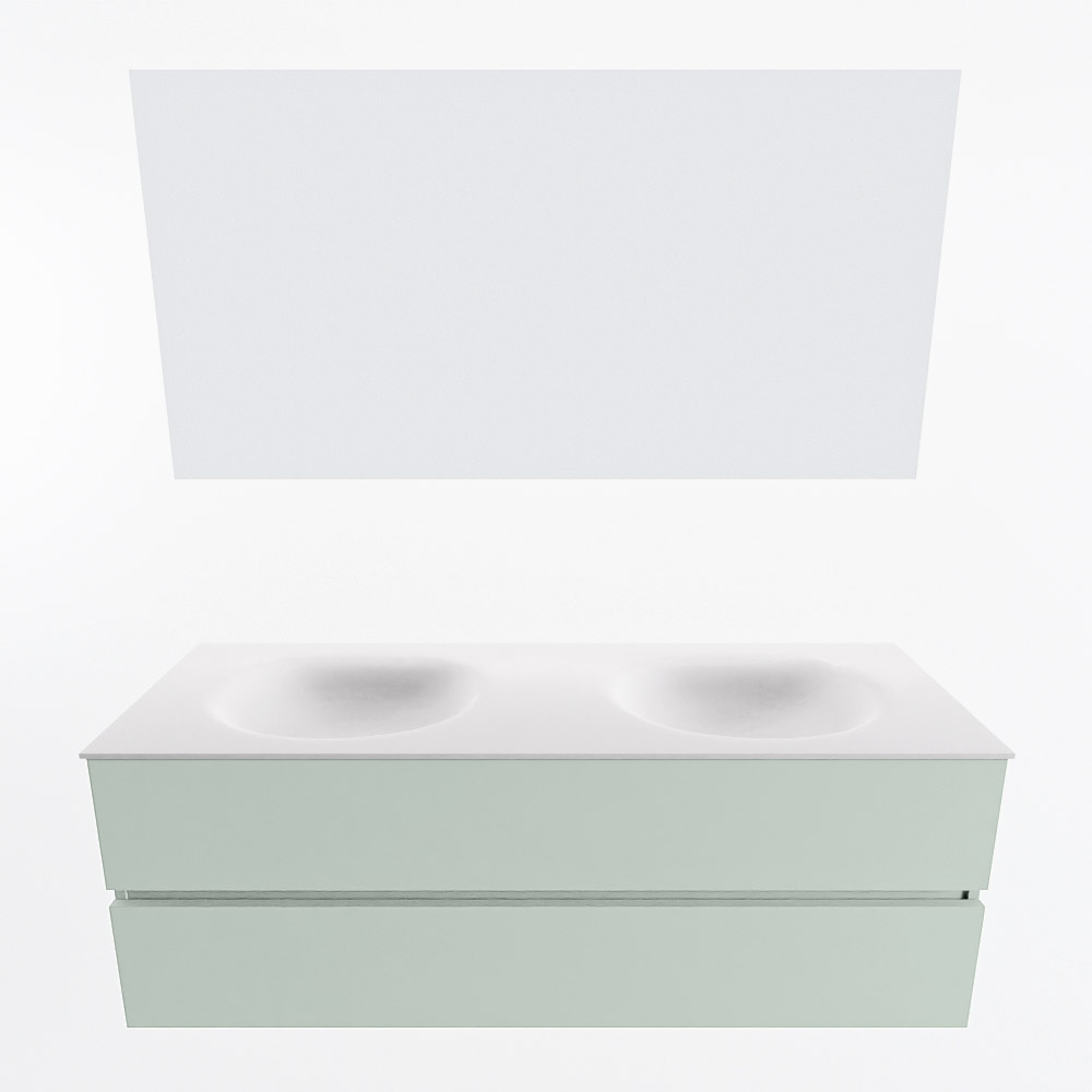 MONDIAZ VICA 140cm mueble de baño Greey 2 cajones. Lavabo MOON Doble 2 orificios color Talc con espejo LED. 5 MONDIAZ VICA 140cm mueble de baño Greey 2 cajones. Lavabo MOON Doble 2 orificios color Talc con espejo LED. - Imagen 5